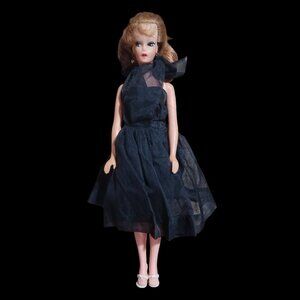 1960s Uneeda Barbie Clone Doll Black Dress w/ Undies Vintage Fashion Doll